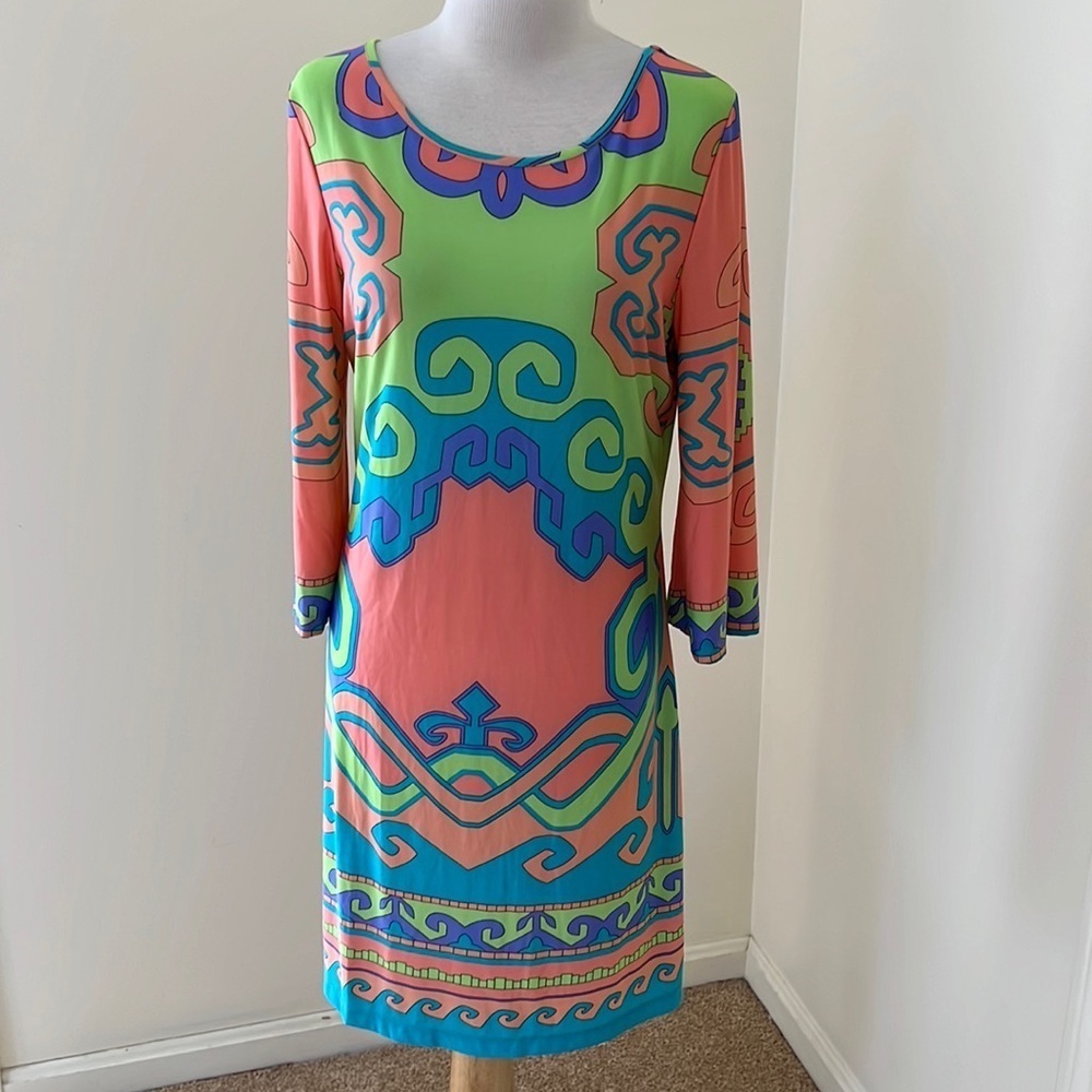New! White Mark large mint/coral multi printed dress.